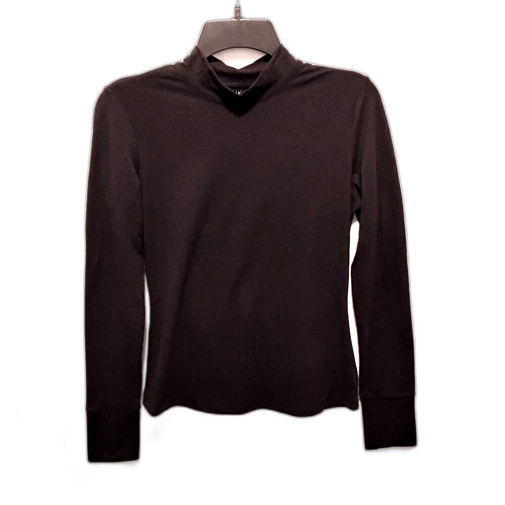 Mock Neck Long Sleeve Running Top Baselayer Lightweight Size Small Black
